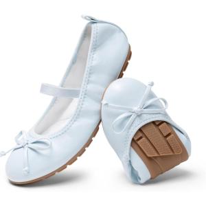 DREAM PAIRS Girls Ballet Flats Dress Shoes Mary Janes Ballerina Shoes(Light Blue)