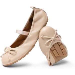 DREAM PAIRS Girls Ballet Flats Dress Shoes Mary Janes Ballerina Shoes(Nude)