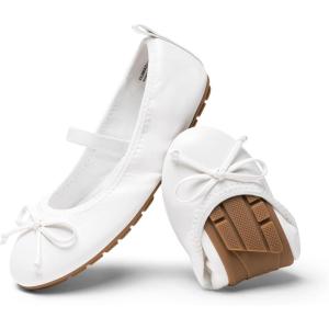 DREAM PAIRS Girls Ballet Flats Dress Shoes Mary Janes Ballerina Shoes(White)
