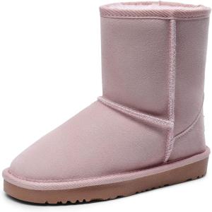 DREAM PAIRS Girls Boys Boots Kids Faux Fur Lined Winter Snow FuzzyClassic Kid’s Mid Boot(Pink)