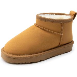 DREAM PAIRS Girls Boys Boots Kids Winter Ankle Faux Fur Lined Warm Snow Shoes Kid Short Boots for Little Kid/Big Kid(Camel)