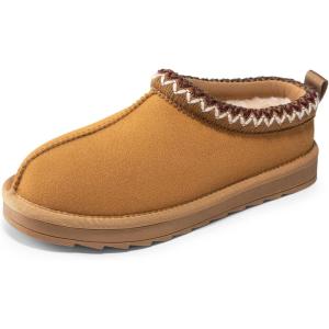 DREAM PAIRS Girls Boys Slippers Kids House Fuzzy Indoor Outdoor FuzzyEasy Kid’s Slip-on Slipper for Little Kid Big Kid(Brown)