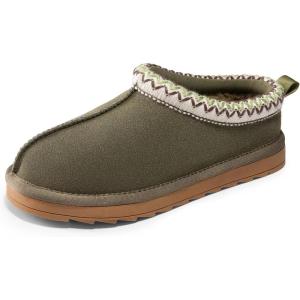 DREAM PAIRS Girls Boys Slippers Kids House Fuzzy Indoor Outdoor FuzzyEasy Kid’s Slip-on Slipper for Little Kid Big Kid(Olive Green)