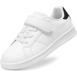 DREAM PAIRS Girls Boys Sneakers Tennis School Shoes Casual Walking Storybook Footwear for Little/Big Kids(White/Black)