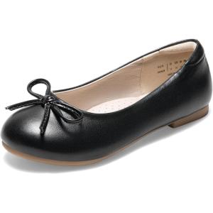 DREAM PAIRS Girls Dress Shoes Ballet Flats Slip-on Fashion Bow Flower Girl Shoes for Wedding, School, Party, Birthday(Black)