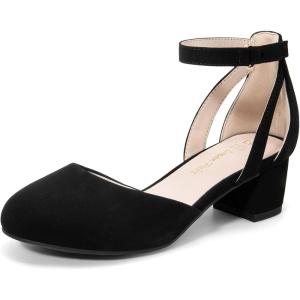 DREAM PAIRS Girls Dress Shoes Closed Toe High Heels Ankle Strap Toddler Little Big Kid Wedding Flower Party Pump(Black)