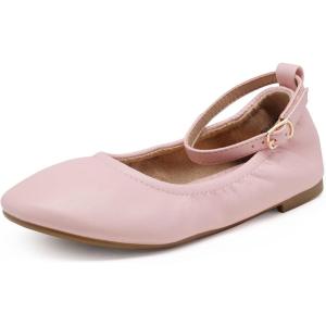 DREAM PAIRS Girls Dress Shoes Girl’s Ballerina Flat Ankle Strap Ballet Flats (Toddler/Little Kid/Big Kid)(Pink)