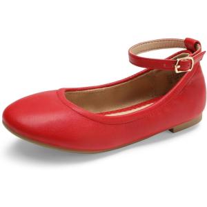 DREAM PAIRS Girls Dress Shoes Girl’s Ballerina Flat Ankle Strap Ballet Flats (Toddler/Little Kid/Big Kid)(Red)