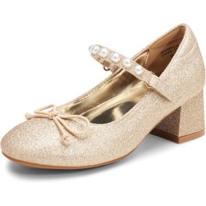 DREAM PAIRS Girls Dress Shoes High Heels Party Wedding Princess Pump for Little Big Kid(Gold-glitter)