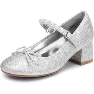 DREAM PAIRS Girls Dress Shoes High Heels Party Wedding Princess Pump for Little Big Kid(Silver-glitter)