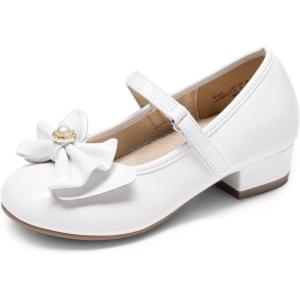 DREAM PAIRS Girls Dress Shoes Princess Shoes for Toddler Little Girl Mary Jane Low Heels Glitter Flower Party Wedding Footwear(White)