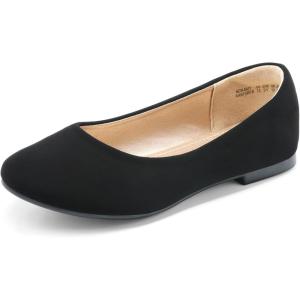 DREAM PAIRS Girls Dress Shoes Slip on Ballerina Flats for Wedding/Party(Black/Nubuck)