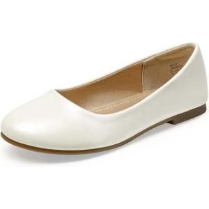 DREAM PAIRS Girls Dress Shoes Slip on Ballerina Flats for Wedding/Party(Ivory/Pu)