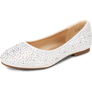 DREAM PAIRS Girls Dress Shoes Slip on Ballerina Flats for Wedding/Party(Muy-shine-white)