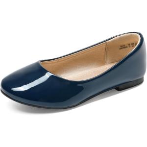 DREAM PAIRS Girls Dress Shoes Slip on Ballerina Flats for Wedding/Party(Navy/Pat)