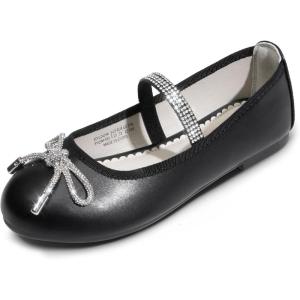 DREAM PAIRS Girls Dress Shoes Slip-on Flower Girl Ballet Flats for Party, Wedding, Performance, Prom, Graduation(Black)