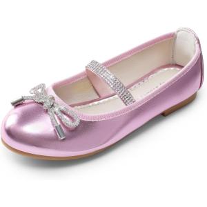 DREAM PAIRS Girls Dress Shoes Slip-on Flower Girl Ballet Flats for Party, Wedding, Performance, Prom, Graduation(Pink)