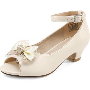 DREAM PAIRS Girls Heels Dress Shoes Wedding Party Bow Flower Girl Shoes Princess Open Toe Sandals for Little Kid/Big Kid
