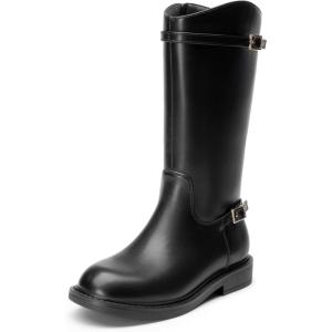 DREAM PAIRS Girls Knee High Boots Side Zipper Riding Shoes for Little Kid/Big Kid(Black)