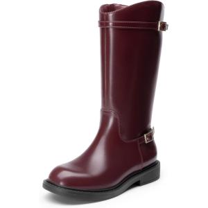 DREAM PAIRS Girls Knee High Boots Side Zipper Riding Shoes for Little Kid/Big Kid(Burgundy)