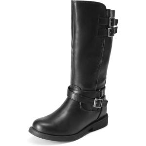 DREAM PAIRS Girls Knee High Fashion Riding Boots for Toddler/Little Kid/Big Kid(Black 03)