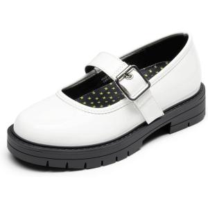 DREAM PAIRS Girls Mary Jane Chunky Platform School Uniform Dress Shoes Party Oxford Pumps for Toddler/Little Big Kid(White)