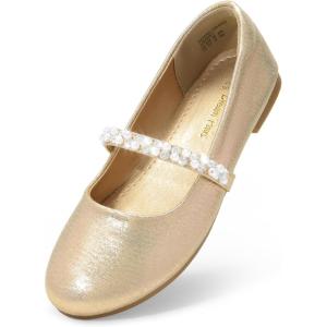 DREAM PAIRS Girls Mary Jane Dress Shoes Ballerina Flats for Wedding, Party (Toddler/Little Kid/Big Kid)(Gold)