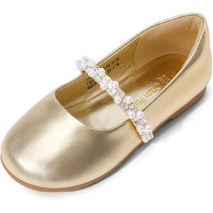DREAM PAIRS Girls Mary Jane Dress Shoes Ballerina Flats for Wedding, Party (Toddler/Little Kid/Big Kid)(Gold-t)