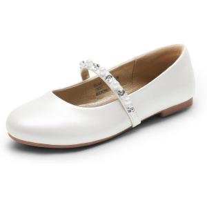 DREAM PAIRS Girls Mary Jane Dress Shoes Ballerina Flats for Wedding, Party (Toddler/Little Kid/Big Kid)(Ivory W)