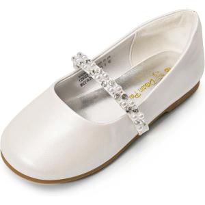 DREAM PAIRS Girls Mary Jane Dress Shoes Ballerina Flats for Wedding, Party (Toddler/Little Kid/Big Kid)(Ivory-t)