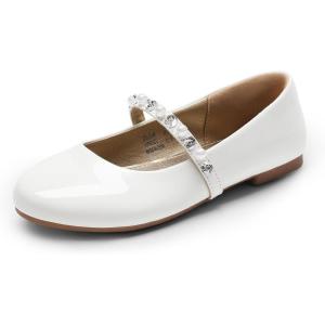 DREAM PAIRS Girls Mary Jane Dress Shoes Ballerina Flats for Wedding, Party (Toddler/Little Kid/Big Kid)(White W)