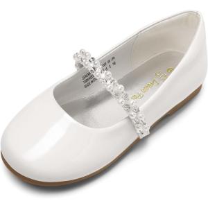 DREAM PAIRS Girls Mary Jane Dress Shoes Ballerina Flats for Wedding, Party (Toddler/Little Kid/Big Kid)(White/Pat-t)