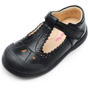DREAM PAIRS Girls Mary Jane Dress Shoes School Uniform Toe-Protective T-Strap Ballet Flats Toddler Little Kid(Black)