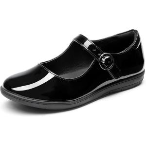 DREAM PAIRS Girls Mary Jane Flats School Uniform Dress Shoes(Black/Patent/Pu)