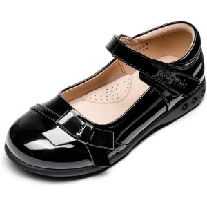 DREAM PAIRS Girls School Uniform Shoes Mary Jane Dress Flats(Little Kid/Big Kid)(Black/Pat)