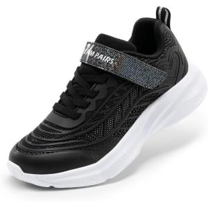 DREAM PAIRS Girls Shoes Kids Tennis Sparkle Ease Running Athletic Lightweight Sneakers for Little/Big Kids Toddler(Black)