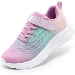 DREAM PAIRS Girls Shoes Kids Tennis Sparkle Ease Running Athletic Lightweight Sneakers for Little/Big Kids Toddler(Pink/Green)
