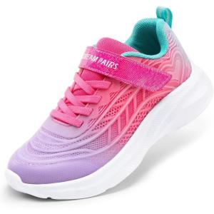 DREAM PAIRS Girls Shoes Kids Tennis Sparkle Ease Running Athletic Lightweight Sneakers for Little/Big Kids Toddler(Purple/Hot Pink)