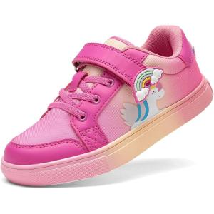 DREAM PAIRS Girls Shoes Toddler Sneakers Rainbow Storybook Casual School Walking Footwear for Toddler/Little Kids(Hot Pink/Rainbow)
