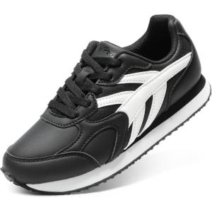 DREAM PAIRS Girls Sneakers Lace-up Tennis Running Casual LilLegends Lightweight Classic Walking Shoes for Little/Big Kid(Black)