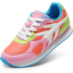 DREAM PAIRS Girls Sneakers Lace-up Tennis Running Casual LilLegends Lightweight Classic Walking Shoes for Little/Big Kid(Rainbow)