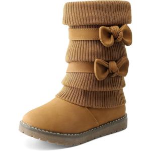 DREAM PAIRS Girl’s Winter Snow Boots Faux Fur Lined Mid Calf Shoes(Klove-camel)