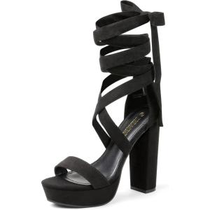 DREAM PAIRS High Heels Chunky Block Platform Heels for Women Strappy Gladiator Sexy Open Toe Heels Dressy Pumps Sandals(Black)