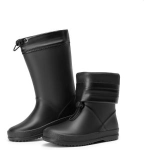 DREAM PAIRS Kids Rain Boots Boys Girls Lightweight Boots Waterproof Easy-on Outdoor Playing Rain Boot Unisex-Child(Black)