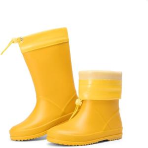 DREAM PAIRS Kids Rain Boots Boys Girls Lightweight Boots Waterproof Easy-on Outdoor Playing Rain Boot Unisex-Child(Yellow)
