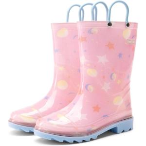 DREAM PAIRS Kids Rain Boots Cute Lightweight Waterproof with Pull-on Handles for Girls & Boys Toddler Outdoor Play(Pink)