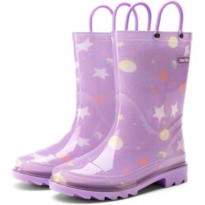 DREAM PAIRS Kids Rain Boots Cute Lightweight Waterproof with Pull-on Handles for Girls & Boys Toddler Outdoor Play(Purple)