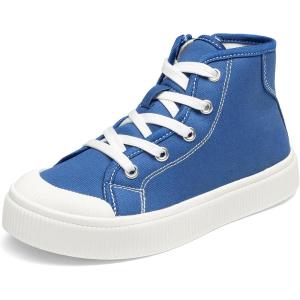 DREAM PAIRS Kids Sneakers Little Boys Girls High Top Canvas Shoes LilLegends CourtStar Casual Walking Shoes(Blue)
