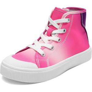 DREAM PAIRS Kids Sneakers Little Boys Girls High Top Canvas Shoes LilLegends CourtStar Casual Walking Shoes(Hot Pink/Purple)