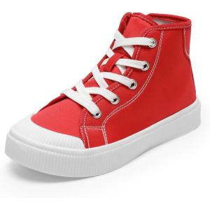 DREAM PAIRS Kids Sneakers Little Boys Girls High Top Canvas Shoes LilLegends CourtStar Casual Walking Shoes(Red)